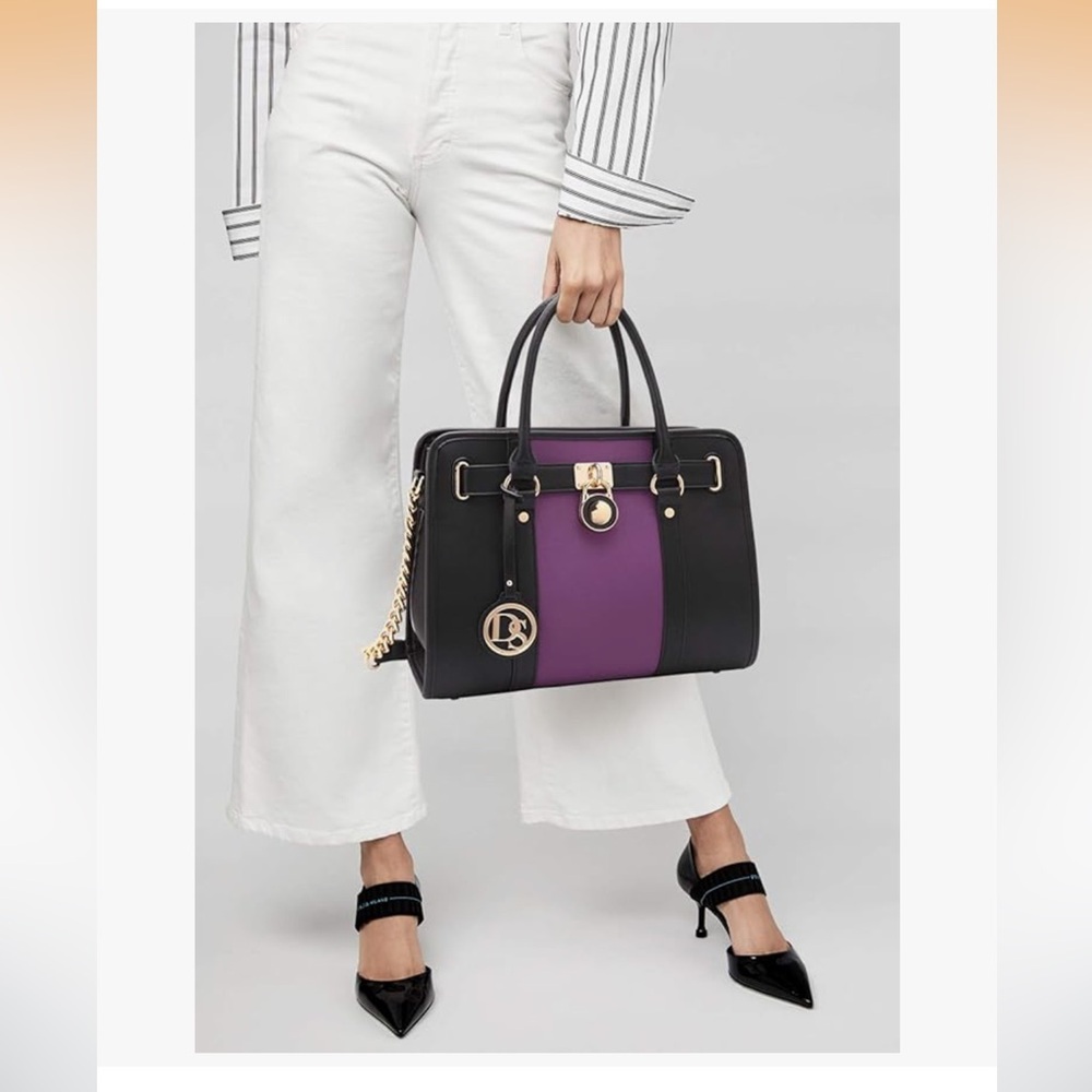 Dasein Elegant Black and Purple Women's Bag Set - Picture 2 of 9